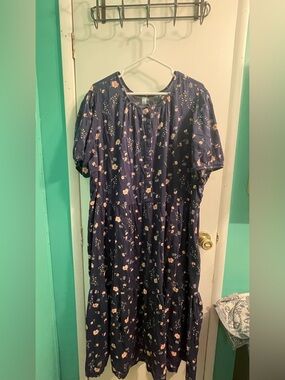 Navy Floral Women’s Dress - Short Sleeve Casual